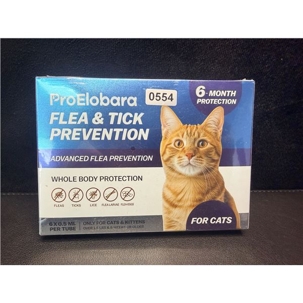 ProElobara 6-Month Supply Flea & Tick Prevention for Cats (6 x 0.5ml Tubes) New Sealed