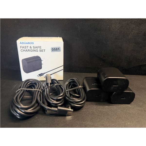3-Pack of USB C to C Fast Charger Cables and Charging Bricks (3 USBC Cords and 3 Blocks) - New