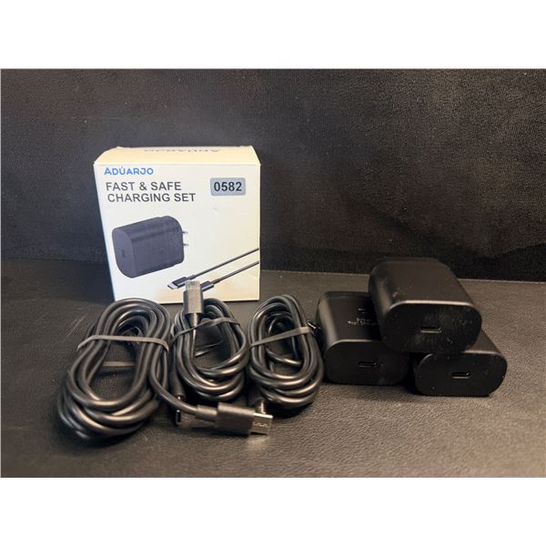 3-Pack of USB C to C Fast Charger Cables and Charging Bricks (3 USBC Cords and 3 Blocks) - New