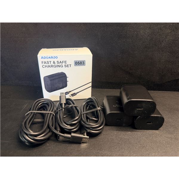 3-Pack of USB C to C Fast Charger Cables and Charging Bricks (3 USBC Cords and 3 Blocks) - New