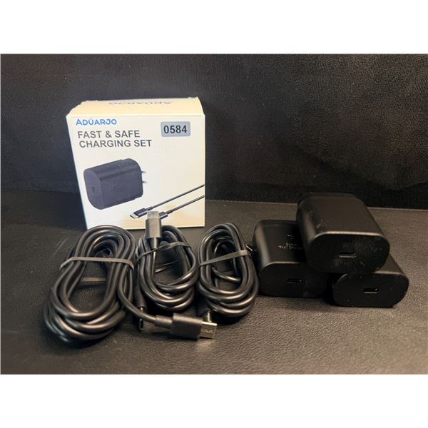 3-Pack of USB C to C Fast Charger Cables and Charging Bricks (3 USBC Cords and 3 Blocks) - New