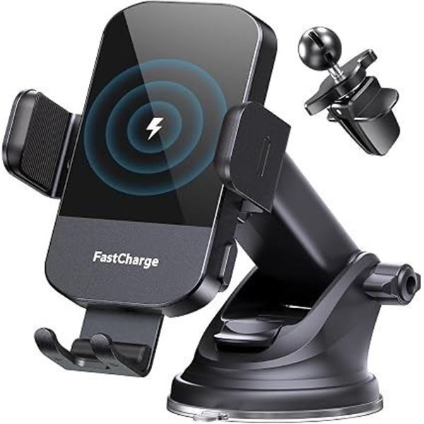 Wireless Car Phone Charger; 15W Fast-Charging Car Phone Mount/Phone Holder - New