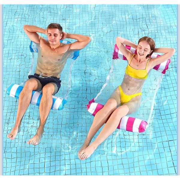 2-Pack of Inflatable Pool Float Lounge Chairs/Water Pool Float Hammocks - Blue/Pink - New
