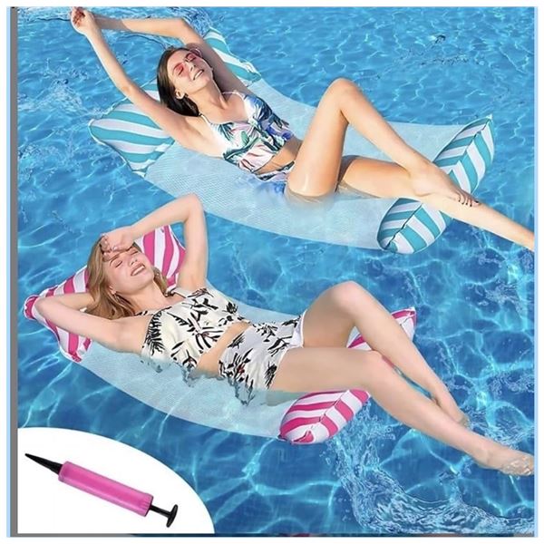 2-Pack of Inflatable Pool Float Lounge Chairs/Water Pool Float Hammocks - Blue/Red - New