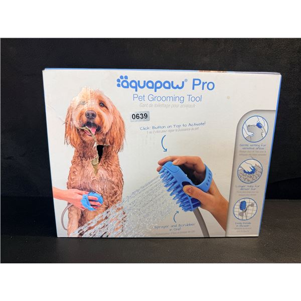 Aquapaw Pro Pet Grooming Tool - Sprayer and Scrubber Tool in One with Hose & Shower Attachment - New