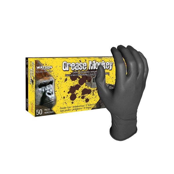 Grease Monkey Powder Free Nitrile Gloves Heavy Weight 8Mil with 11" Rolled Cuff Size XXL - New