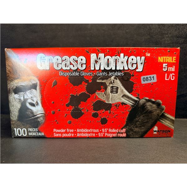 Grease Monkey Powder Free Nitrile Gloves 5Mil with 9.5" Rolled Cuff Size LG - New