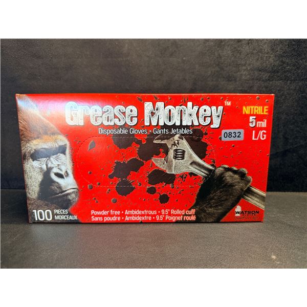 Grease Monkey Powder Free Nitrile Gloves 5Mil with 9.5" Rolled Cuff Size LG - New