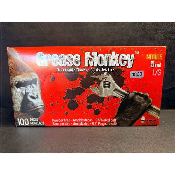 Grease Monkey Powder Free Nitrile Gloves 5Mil with 9.5" Rolled Cuff Size LG - New