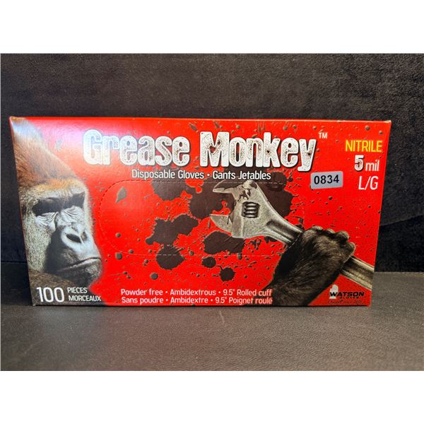 Grease Monkey Powder Free Nitrile Gloves 5Mil with 9.5" Rolled Cuff Size LG - New