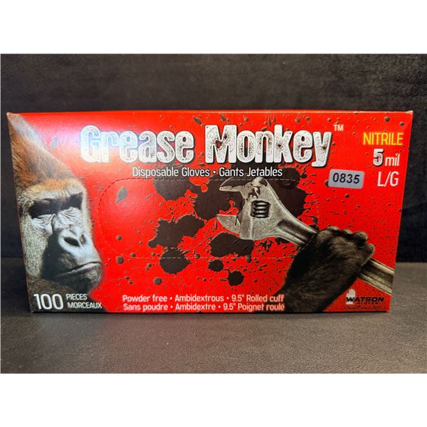 Grease Monkey Powder Free Nitrile Gloves 5Mil with 9.5" Rolled Cuff Size LG - New