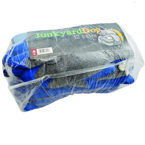 12-Pairs of Junkyard Dog Heavy Duty Rubber Latex Palm Work Gloves Size Large - New