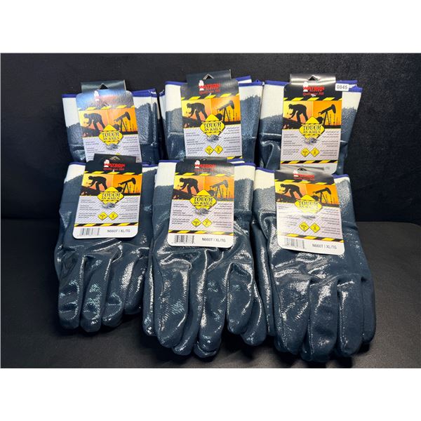 6-Pairs of Tough as Nails Heavy Duty Nitrile Coated Puncture Resistant Work Gloves - New