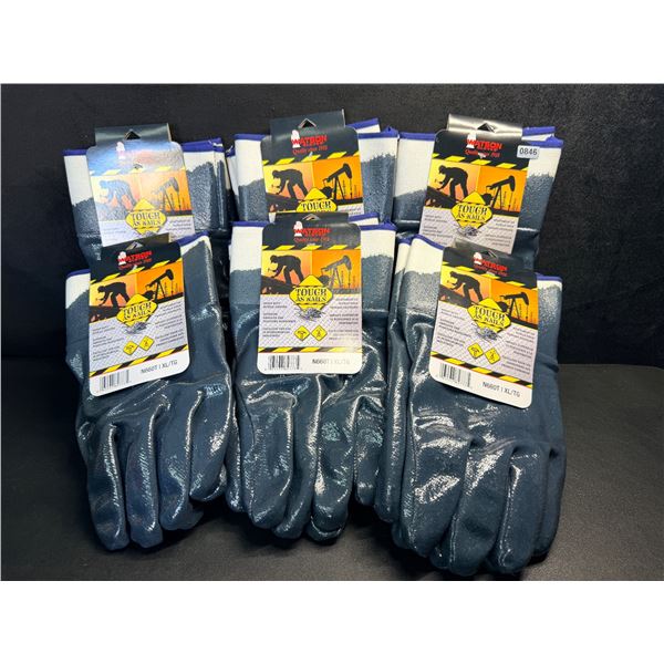 6-Pairs of Tough as Nails Heavy Duty Nitrile Coated Puncture Resistant Work Gloves - New