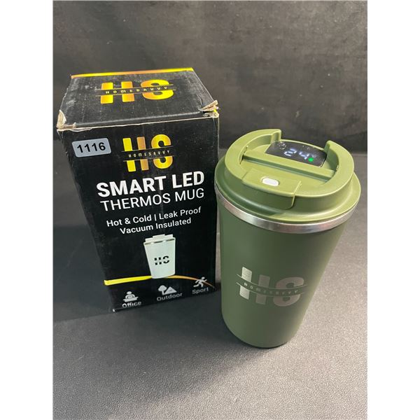 Homesavvy Smart LED Thermos Mug w/ LED Temp Display, Leakproof; For Hot/Cold Drinks - New