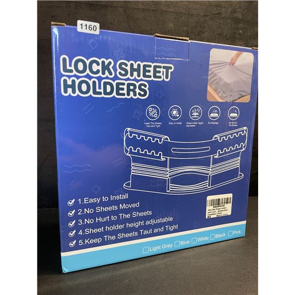 Locking Bed Sheet Holders - Keeps Bed Sheets Tight/Secure; Easy to Install - New!
