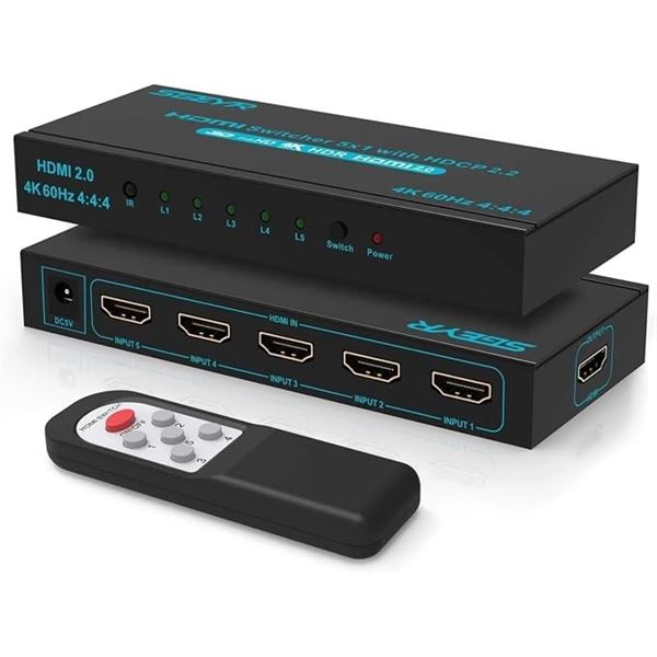 SGEYR 2.0 HDMI Switch with 5 Ports - Smart HDMI Switcher - Brand New!