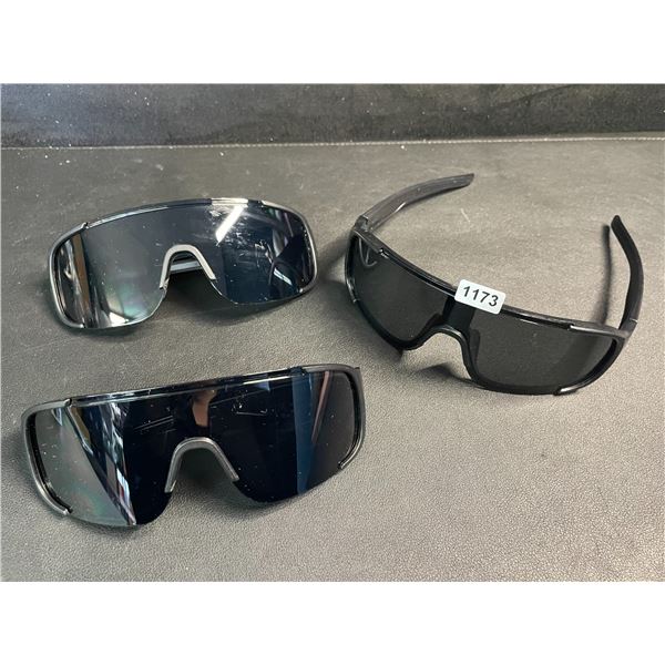 Lot of 3 Sports/Cycling/Mountaineering Sunglasses - Large Frame, Windproof Design (Black) New