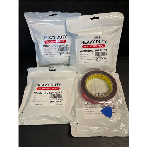 4 Packs/Rolls of Heavy Duty Mounting Tape (Double-Sided 3M Tape) 16FT Per Roll - New