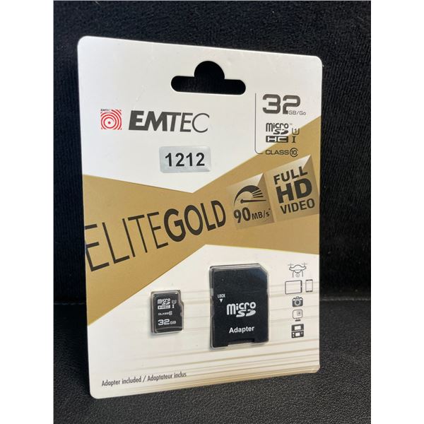 EMTEC EliteGold 32GB Micro SD Memory Card with SD Adapter - New Sealed