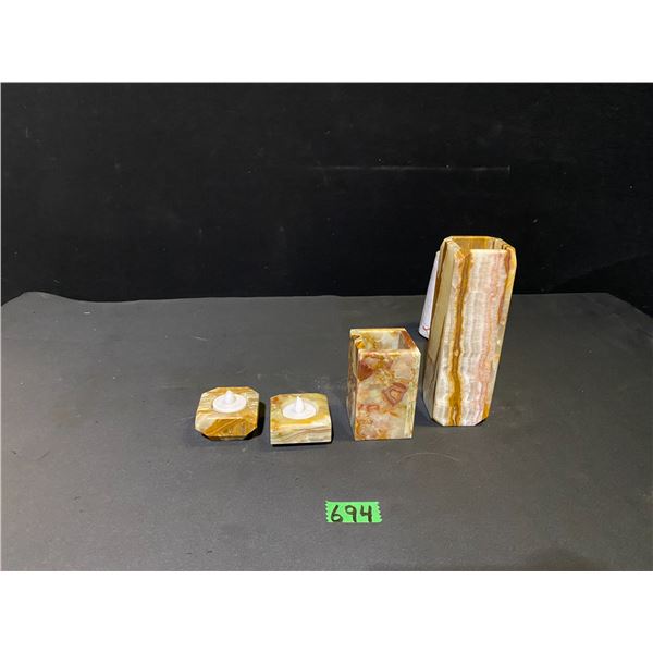 Stone candle holder set