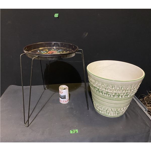 Plant stand and large ceramic pot