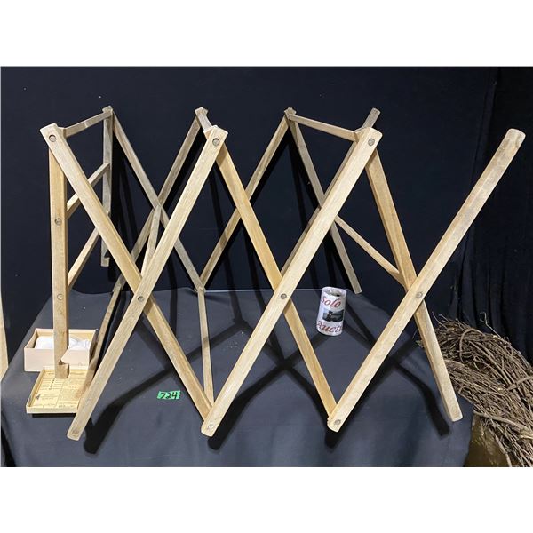 Clothes drying rack & vintage Le Parisette Baby Shoes with box