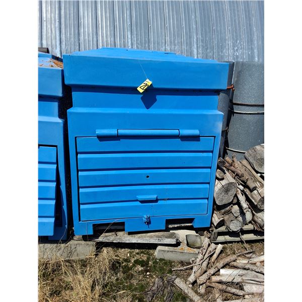 Heavy Poly Recycle Blue Bin, Top and Front Doors, 4 ft x3.5ft x4ft