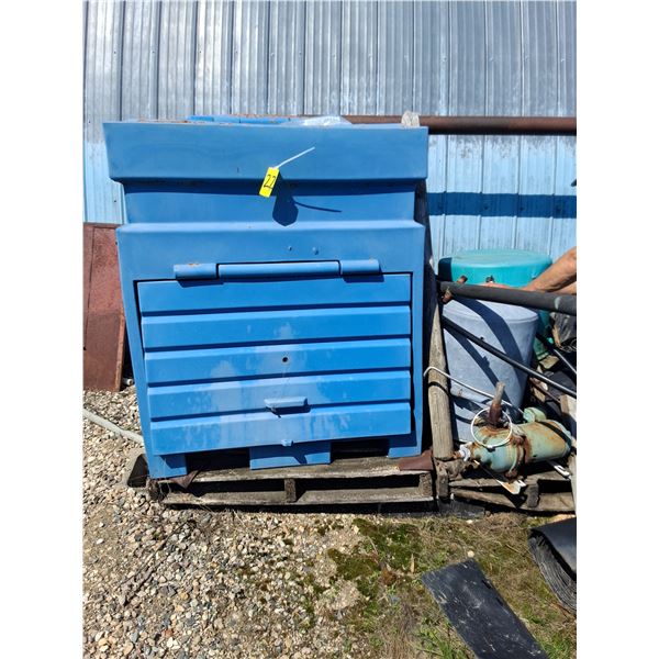 Heavy Poly Recycle Blue Bin, Top and Front Doors, 4 ft x3.5ft x4ft