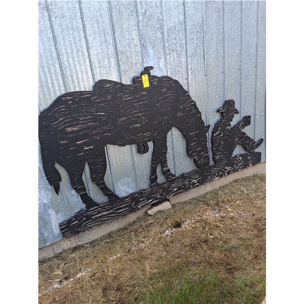 Horse & Cowboy Wooden Outdoor Deco Cut Out