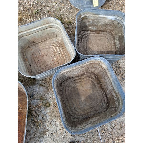 (3) Square Galvanized Tubs- As Is