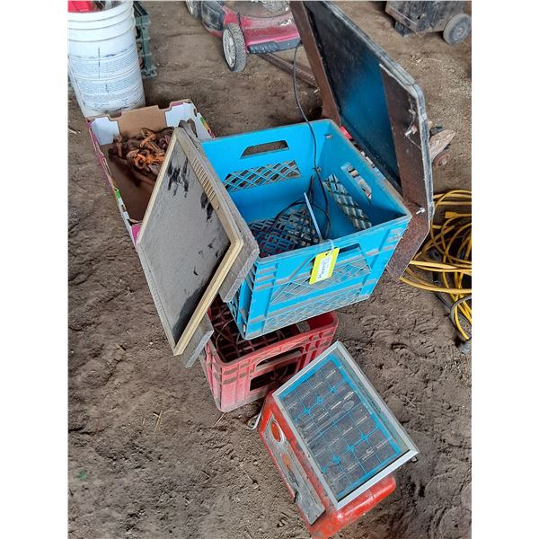 (3) Solar Panels, Fencer, Crates