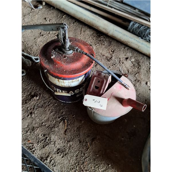(2) Grease Pail and Pump, Gas Pail