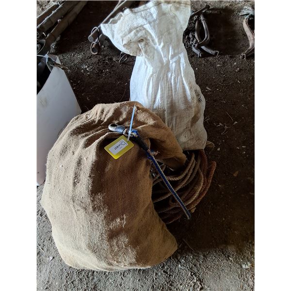 Black Leather  Pieces, Musty Smelling, Rope