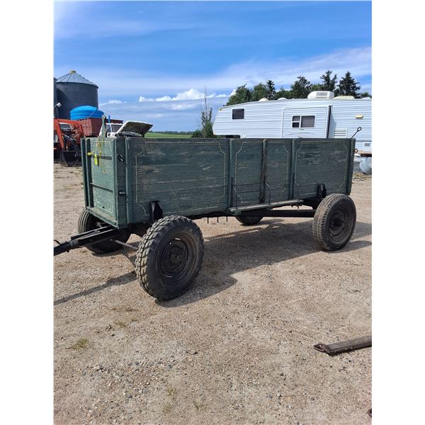 McLeod Steel Framed Wagon, Wooden Grain Box Style on Rubber Wheels with Pole