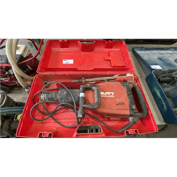 HILTI 1000-AVR HEAVY DUTY ELECTRIC DEMOLITION HAMMER IN HARD TRANSPORT CASE