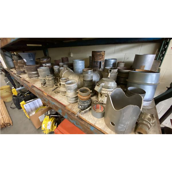 SHELF OF ASSORTED HEAVY DUTY HOSE FITTINGS