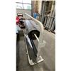 Image 3 : WHITE DUAL ROLL MATERIAL STAND WITH A PARTIAL ROLL OF LUMBER WRAP & LARGE ROLL OF BLACK POLY WRAP