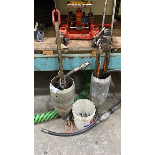 2 LARGE INDUSTRIAL PIPE VIBRATORS WITH EXTRA PARTS