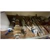 Image 4 : SHELF OF ASSORTED WATERMAIN TESTING EQUIPMENT- WATER HOSE, FIREHOSE, COUPLINGS, SHUT OFF VALVES,