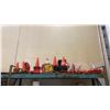 Image 1 : SHELF OF ASSORTED TRAFFIC CONTROL ITEMS- DELINEATORS, TRAFFIC CONES & HAND SIGNS
