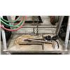 Image 5 : WELDERS MOBILE DOLLY WITH OXY-ACETYLENE HOSE, TORCH, GOGGLES, HAND TOOLS & REGULATORS