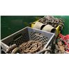 Image 3 : GREEN METAL JOB BOX WITH ASSORTED HEAVY DUTY CHAINS, TOW CHAINS, EXTENSION CORD, LEVER CHAIN LOAD