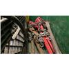 Image 4 : GREEN METAL JOB BOX WITH ASSORTED HEAVY DUTY CHAINS, TOW CHAINS, EXTENSION CORD, LEVER CHAIN LOAD