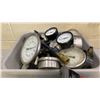 Image 2 : 2 BINS OF ASSORTED REGULATORS, GAUGES, GASTEC COMBUSTIBLE GAS DETECTOR, THERMOMETER & MORE