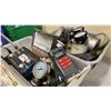 Image 4 : 2 BINS OF ASSORTED REGULATORS, GAUGES, GASTEC COMBUSTIBLE GAS DETECTOR, THERMOMETER & MORE