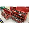 Image 2 : 3 RED METAL TOOL BOXES WITH ASSORTED TOOL CONTENTS
