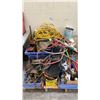 Image 1 : PALLET OF ASSORTED SHOP ITEMS- TOOLS, HOSE, CLAMPS, CUTTERS, HOSE, TOOLBOX, EXTENSION CORDS & MORE