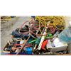 Image 3 : PALLET OF ASSORTED SHOP ITEMS- TOOLS, HOSE, CLAMPS, CUTTERS, HOSE, TOOLBOX, EXTENSION CORDS & MORE