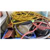 Image 4 : PALLET OF ASSORTED SHOP ITEMS- TOOLS, HOSE, CLAMPS, CUTTERS, HOSE, TOOLBOX, EXTENSION CORDS & MORE